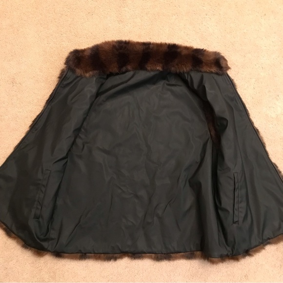 Womens Reversible Faux Mink Fur Vest Size Large Luxury Brown Black Outerwear - Picture 2 of 10